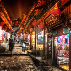 Китайский городок ночью