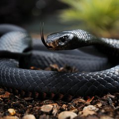 Краснобрюхая черная змея