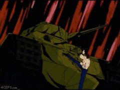 Человек против танка в аниме