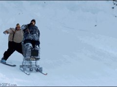 На тележке по снегу
